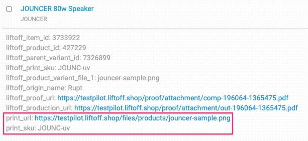 item metadata