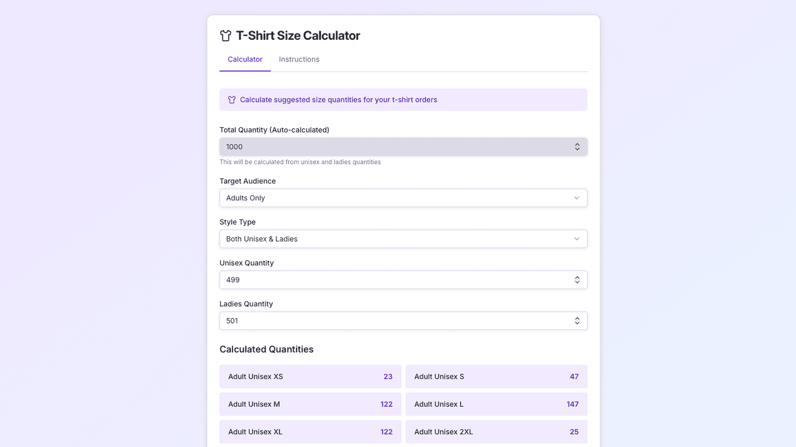 T-Shirt Calculator Made with Zite