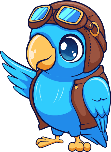 Blue cartoon parrot