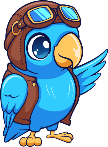 Blue cartoon bird