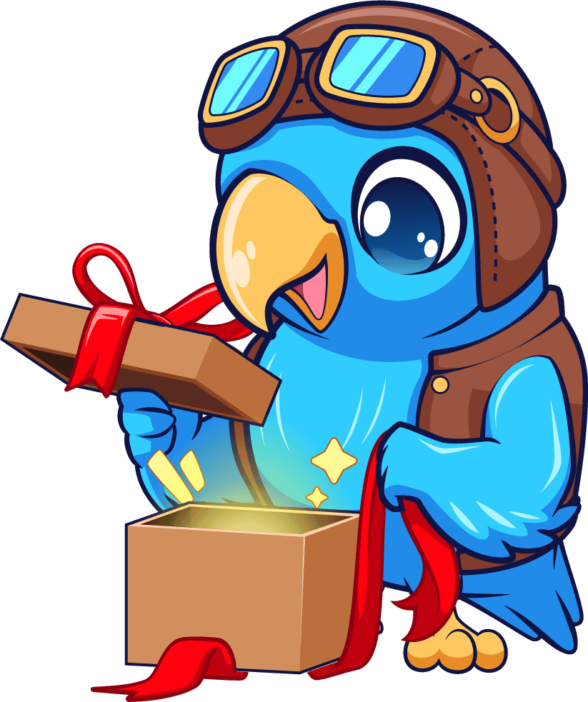 Cartoon bird with gift